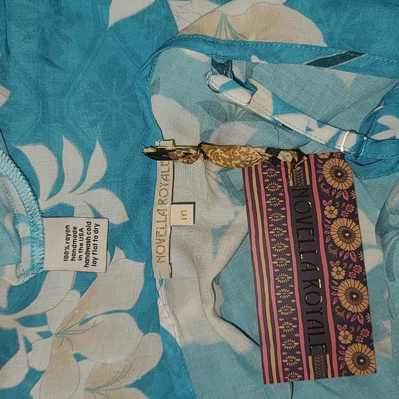 New Novella Royale The Avery Dress midi aqua lilies floral M - Picture 7 of 16